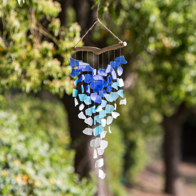 Sea Glass Butterfly Windchime - Blue