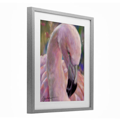 «Mingo The Flamingo», reproduction encadrée sous verre, conception de Mary Sparrow