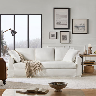 Wimberly 85" Farmhouse Upholstered Slipcovered Sofa