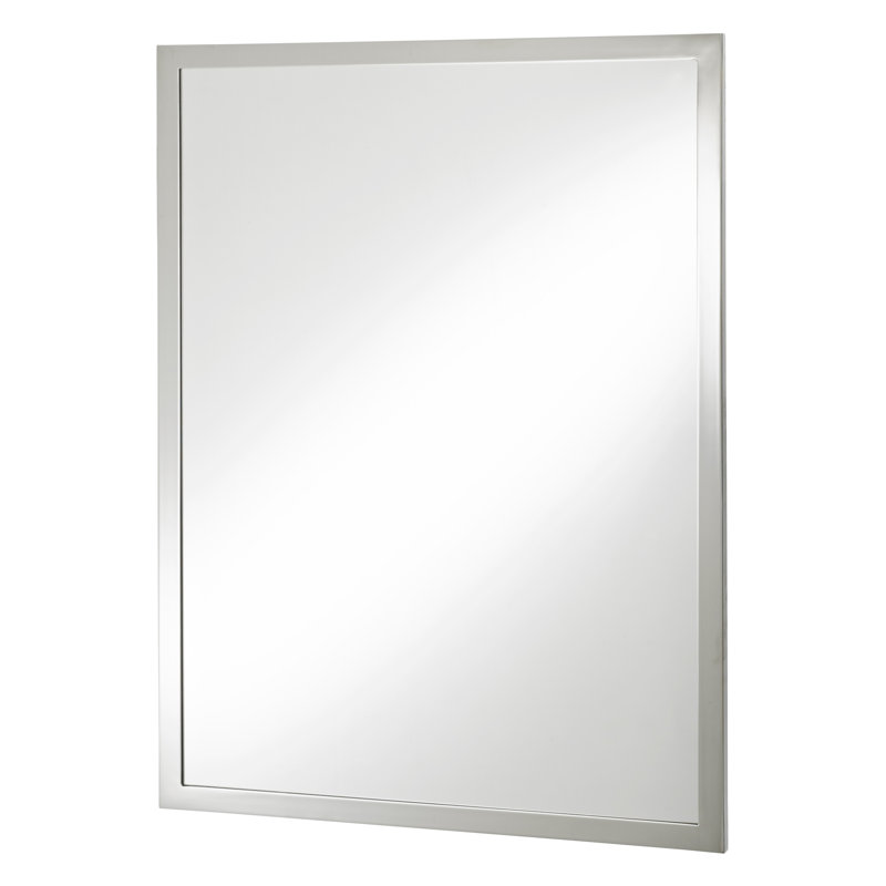 Flat Metal Beveled Wall Mirror, Polished Brass, 31.5" x 23.63"