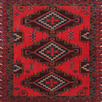 Tapis traditionnel rouge / noir Sefrou
