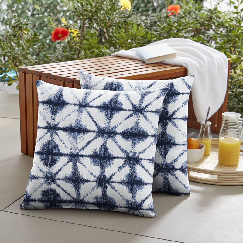Eveling Geometric Outdoor Reversible Throw Pillow, 18" x 18"