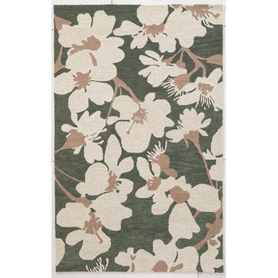 Tapis d'intérieur floral en laine touffeté à la main Petal Pop Merry Blossom