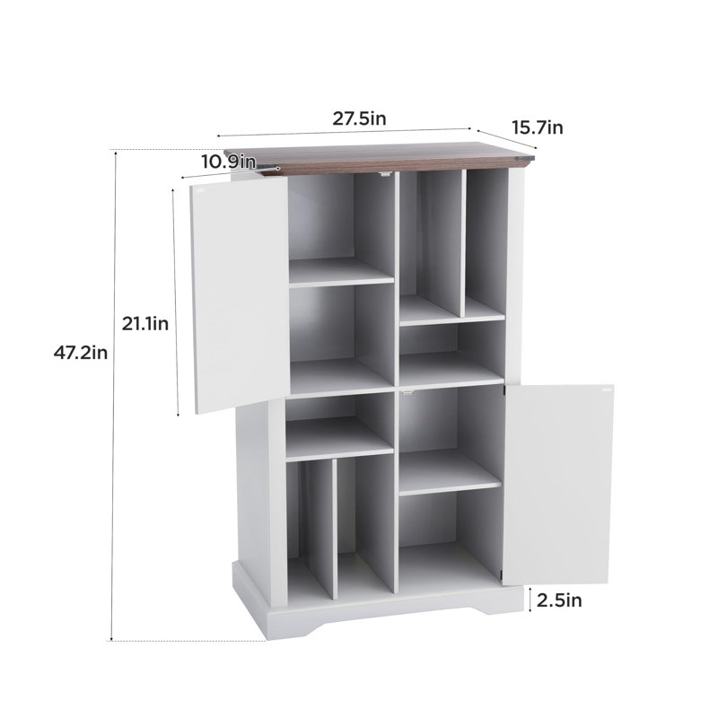 47" Farmhouse Bookshelf With Barn Doors, White