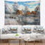 Paysage neige village tapisserie-28484010