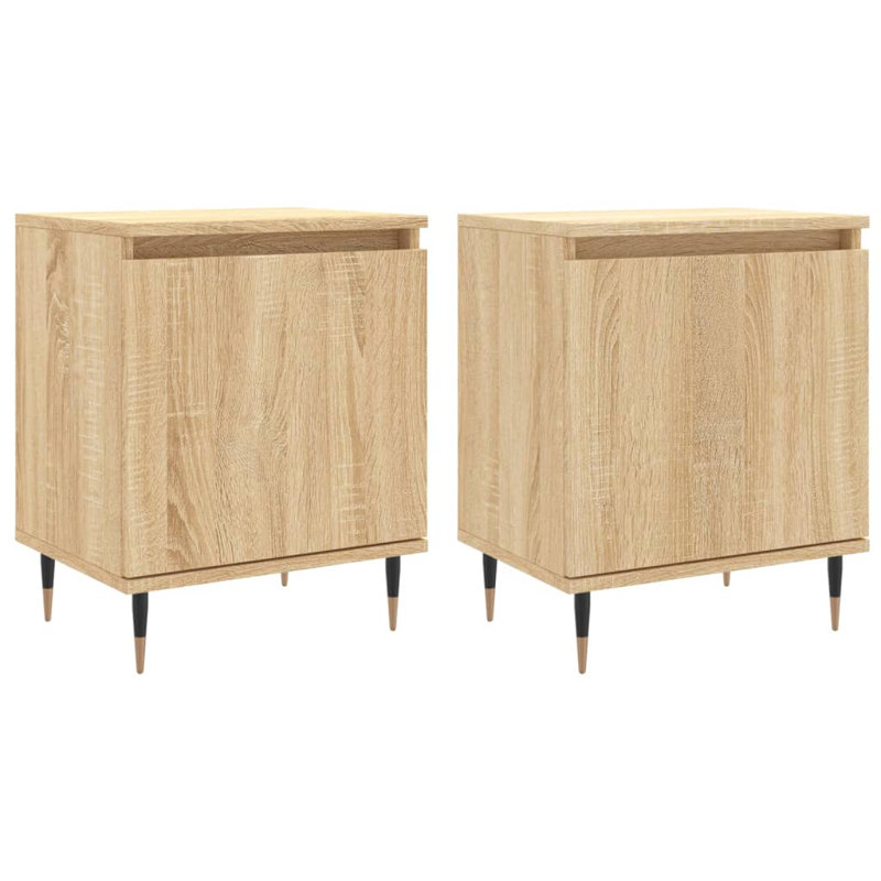 Gaitani 40cm W Iron Bedside Table, Sonoma Oak