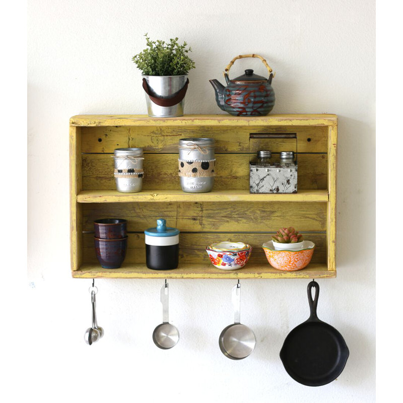 Belanger 2 Piece Pine Wood Tiered Shelf, Natural, 14'' H x 24'' W x 4'' D