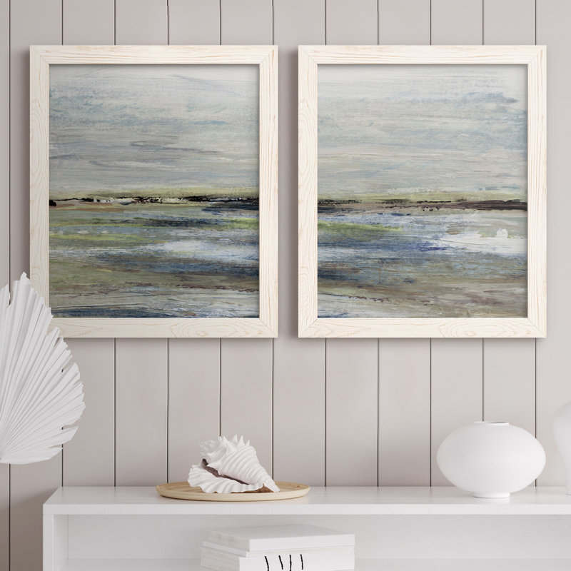 Wetlands I - ensemble de 2 peintures sur toile encadrées, H 37,5 po x l 55 po x P 1,5 po, Blanc
