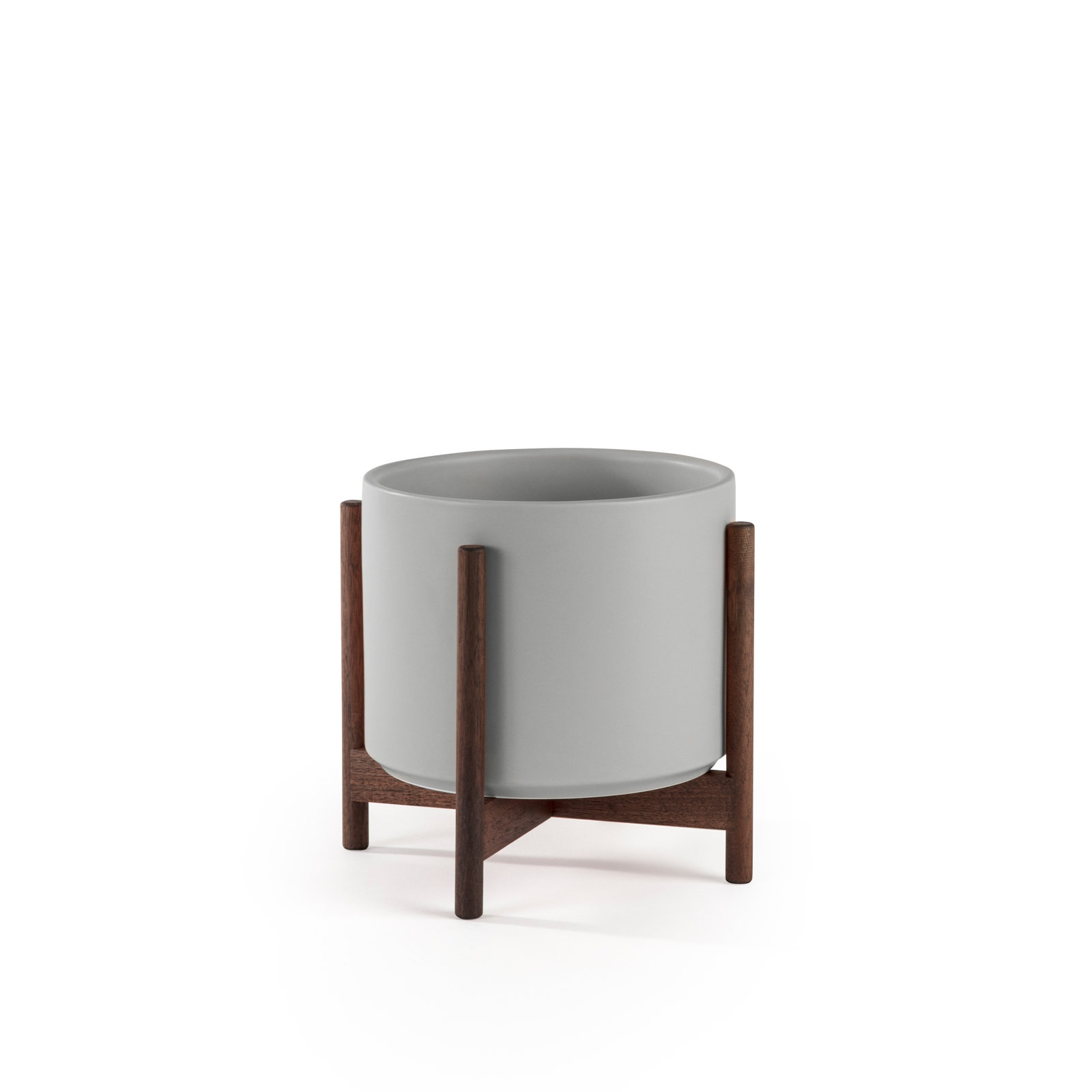 Riverside Handmade Ceramic Pot Planter, 8.75" H x 9.5" W x 9.5" D, Gray/Darkened Teak