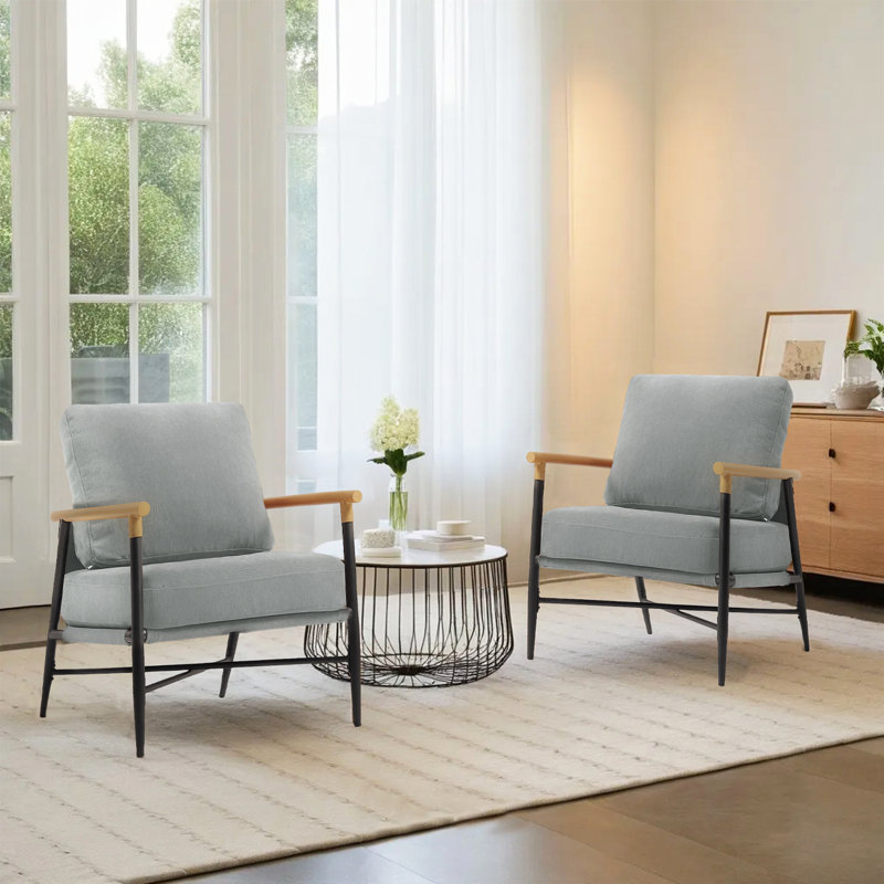 Fauteuil d'appoint Dajauna, Chenille gris pâle