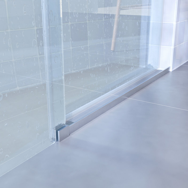 Single Sliding Shower Door, Frameless Bathroom Sliding Door With 1/4" (6Mm) Tempered Glass For Walk-In Shower, Brushed Nickel