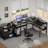 Afjol 47'' L Shaped Desk with Magic Power Outlets, USB Charging Ports and Storage Shelves-826869618