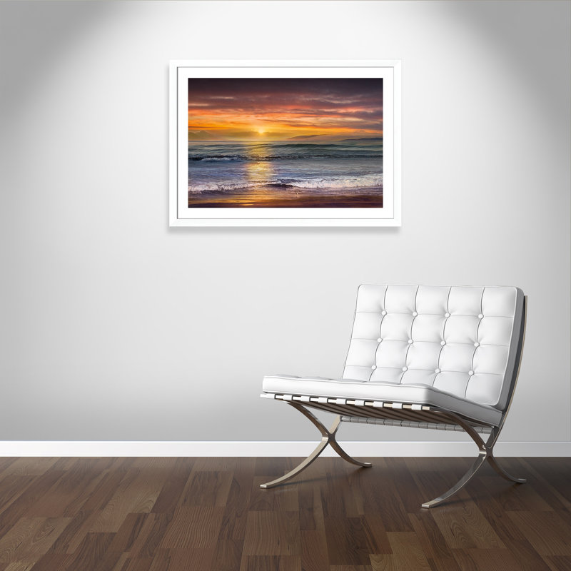 «Sundown Descanso Beach», reproduction encadrée, Papier encadré blanc mat, H 31 po x l 43 po x P 1,25 po