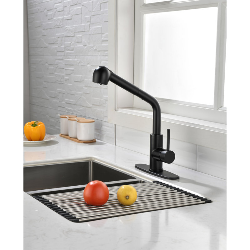 Robinets de cuisine avec douchette extractible, robinet d'évier de cuisine à poignée simple avec douchette extractible