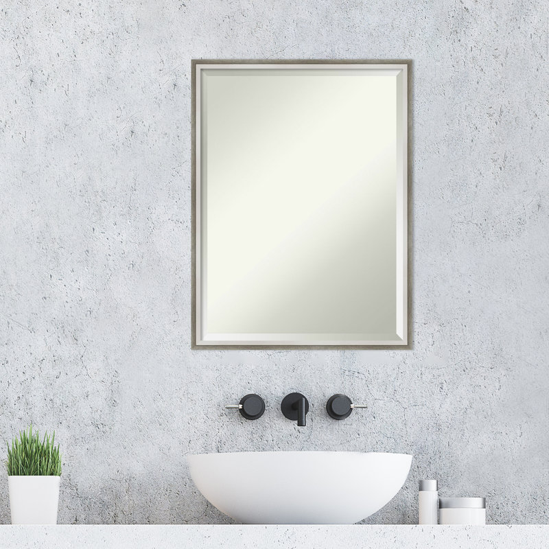 Miroir de salle de bain Mettawa, Blanc satiné / argenté, 25.25" x 19.25"