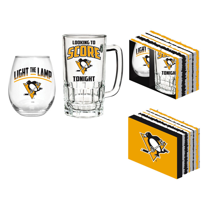 Ensemble-cadeau NHL Team Pint Glass and Wine, Penguins de Pittsburgh