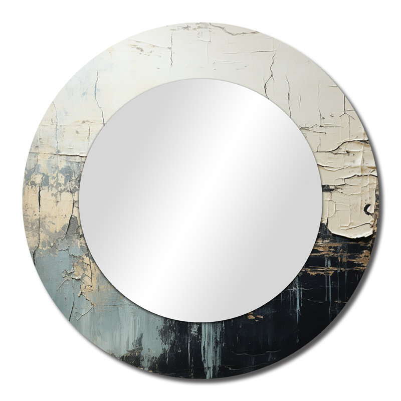 Minimalisme, peinture noire et blanche Wave II - miroir mural bord de mer_MTMIR108680, 23 po x 23 po