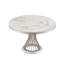Table de cuisine ronde 47 po avec plateau en faux marbre ultrabrillant et miroir 8k - Base en acier inoxydable poli, convenant à un usage au bureau, argent et blanc 47,16 po