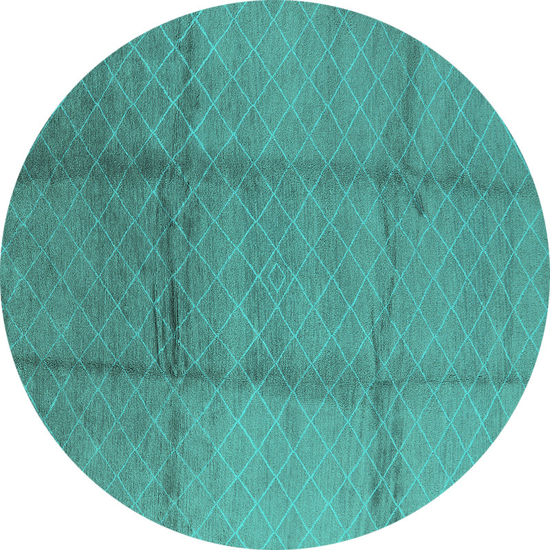 Tapis oriental bleu en laine / polyester tissé à la machine Edelt, Rond 7 pi