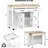 Kitchen Island With Extendable Dining Surface, Rubber Wood Veneer Finish, Internal Storage , 2 Ac Outlets, 1 Type - C Port 47 Inch Cart Table, Top, Adjustable Shelf Units, Soft Close Drawer Mechanisms-907371579