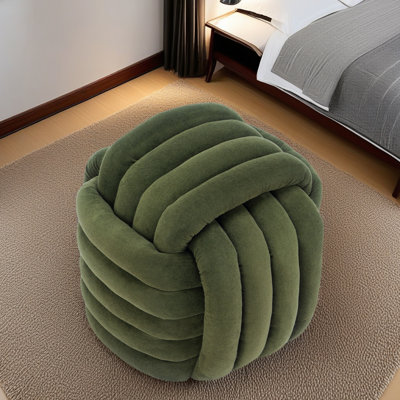 Chenille Fabric Modern Knot Design Ottoman Makeup Stool Footstool, Comfortable And Stylish Seat For Living Room, Bedroom