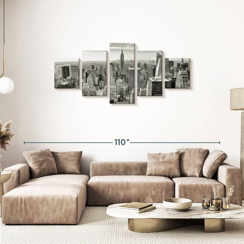 Massive Manhattan Skyline 5 pièces, H 74 po x l 34 po x P 1,25 po