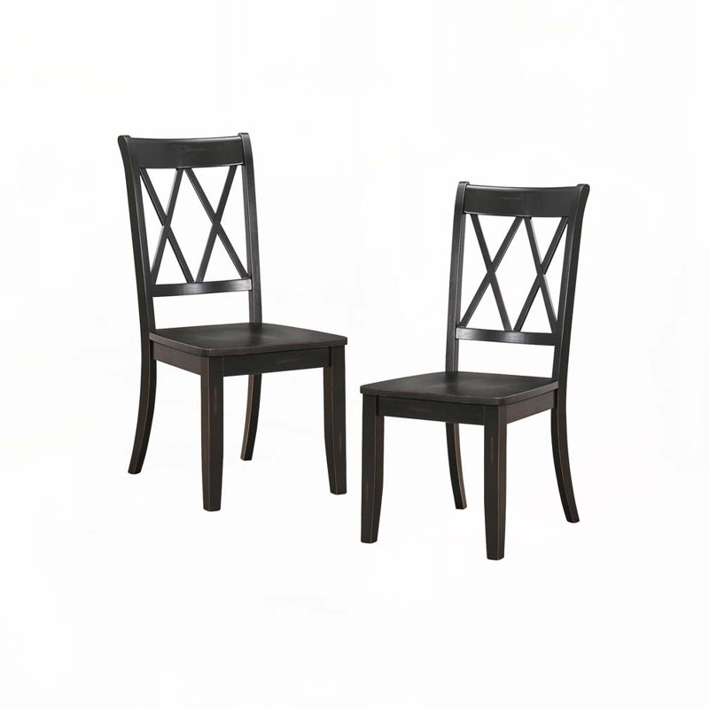 Ensemble de chaises de salle à manger avec dossier Double-X, 4 pieds, Noir