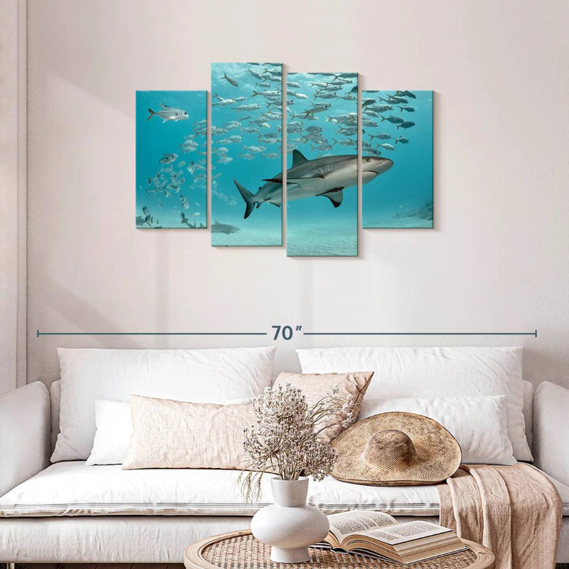 Brampt Caribbean Fish And Sharks, 27"H x 43"W