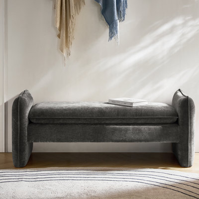 Arlesia 57.5"W Modern Chenille Fabric Easy Assembly Upholstered Bench by Latitude Run