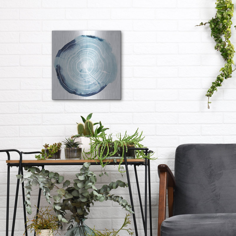 «Tree Ring Overlay III» par Grace Popp, art mural en verre de luxe, 24 po x 24 po, H 12 po x l 12 po