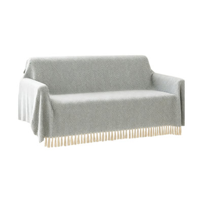 Handwoven Cotton Grey Throws for Sofa Settee Bed Cover Over Blanket 250 x 380 cm