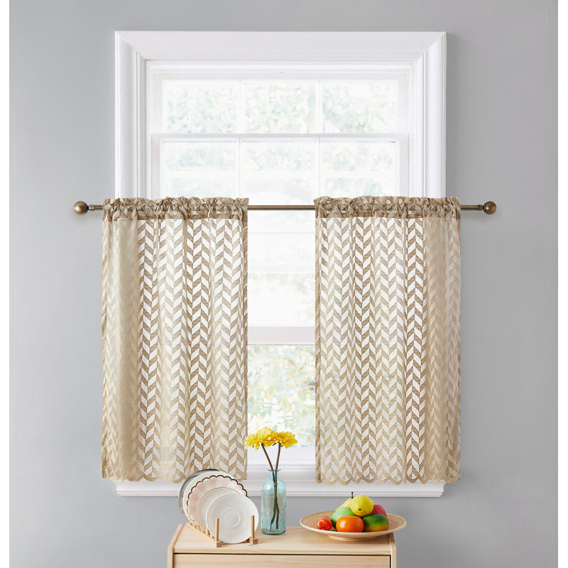 Machen Tailored Cafe Curtain, 30" W x 24" L, Taupe