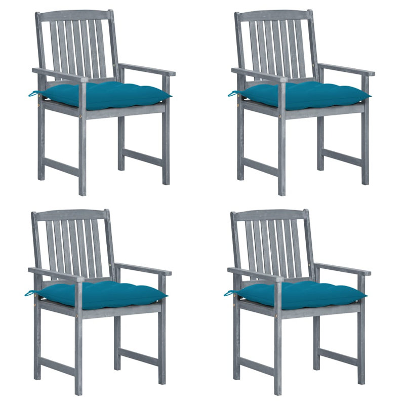 Chaise de patio avec coussins Dederang, Bleu, gris