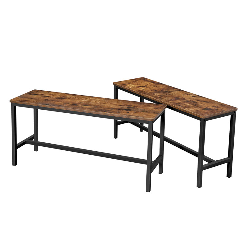Silvia Table Benches, Set of 2, Industrial Style Indoor Benches, Durable Metal Frame