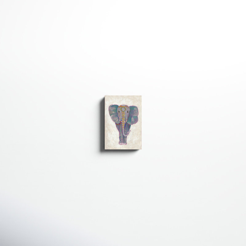 «Festival Elephant I», peinture sur toile, H 12 po x l 8 po