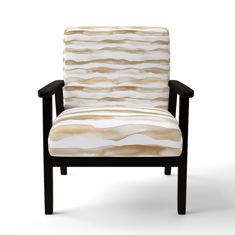 Chaise rayée rembourrée - Fauteuil, Accoudoirs carrés noirs
