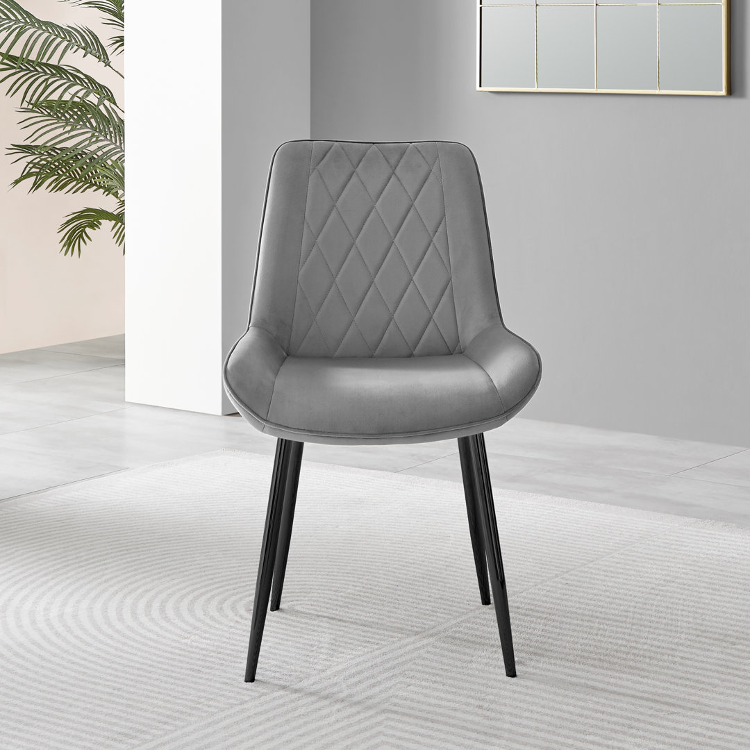 Scottsmoor High Gloss Round Dining Table Set with Luxury Velvet Upholstered Dining Chairs East Urban Home Chair 