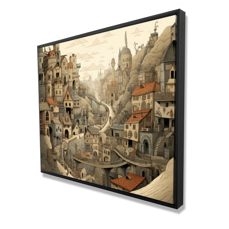Intricate town hall - 48"x60" Framed canvas