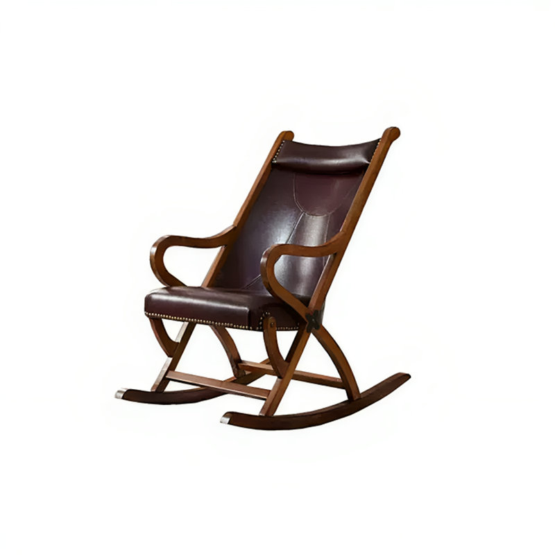 Chaise berçante rétro en bois massif