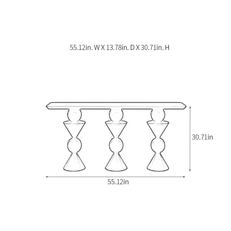 Retro Minimalist Console Table, 30.71" H x 55.12" W x 13.78" D