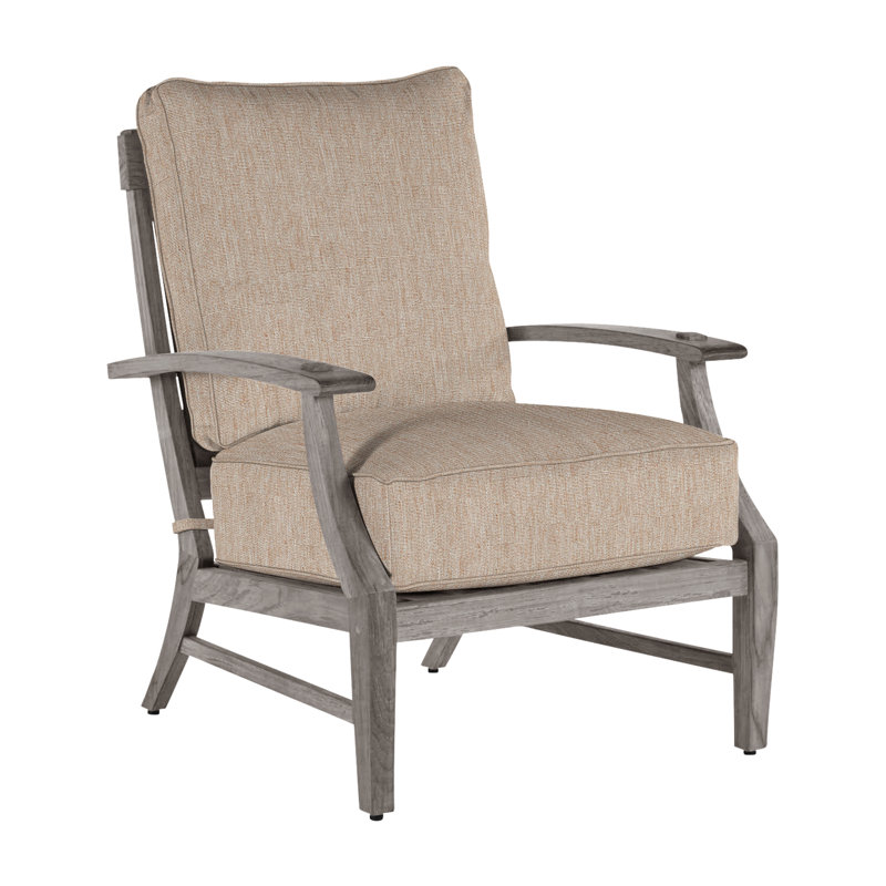 Croquet Teak Patio Chair with Cushions, Welt, Oyster Teak, Canvas Sand