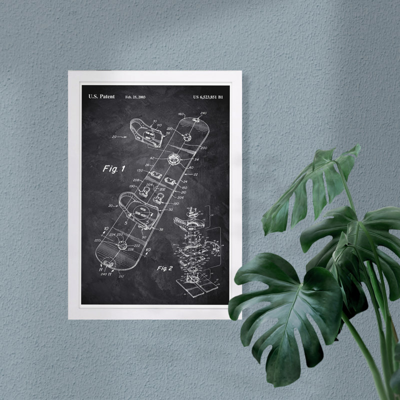 «Snowboard 2003 Chalkboard», impression encadrée, H 13 po x l 19 po x P 0,75 po, Cadre blanc