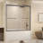 Tempered Glass With Explosion Proof Film,Aluminum Frame Double Sliding Shower Door,Stainless Steel Handle-112519768