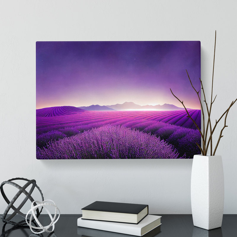 Sparkling Lavender Flower Field - Wrapped Canvas, 40cm H x 60cm W x 3cm D