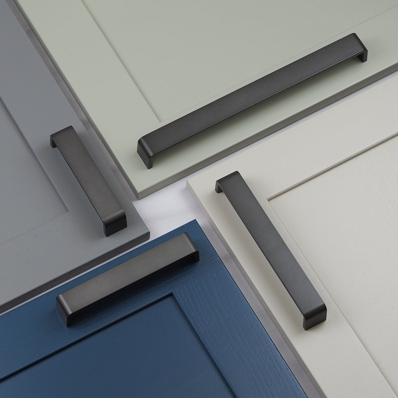 Wide Rounded Square D-Bar Handles in Multiple Finishes, 128mm, Matte Black