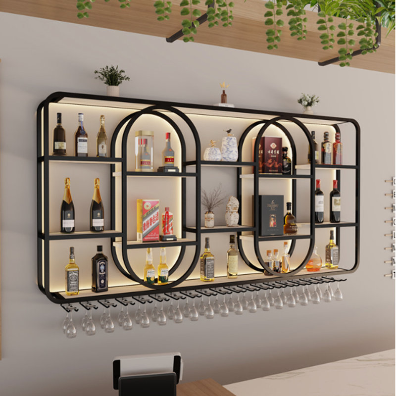 Porte-bouteilles mural Creative, H 39,3 po x l 78,7 po x P 7,8 po, Noir, noir, noir, noir
