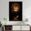 Élégant art mural lion: décor de toile imprimée de la faune, toile de fond noire 1P