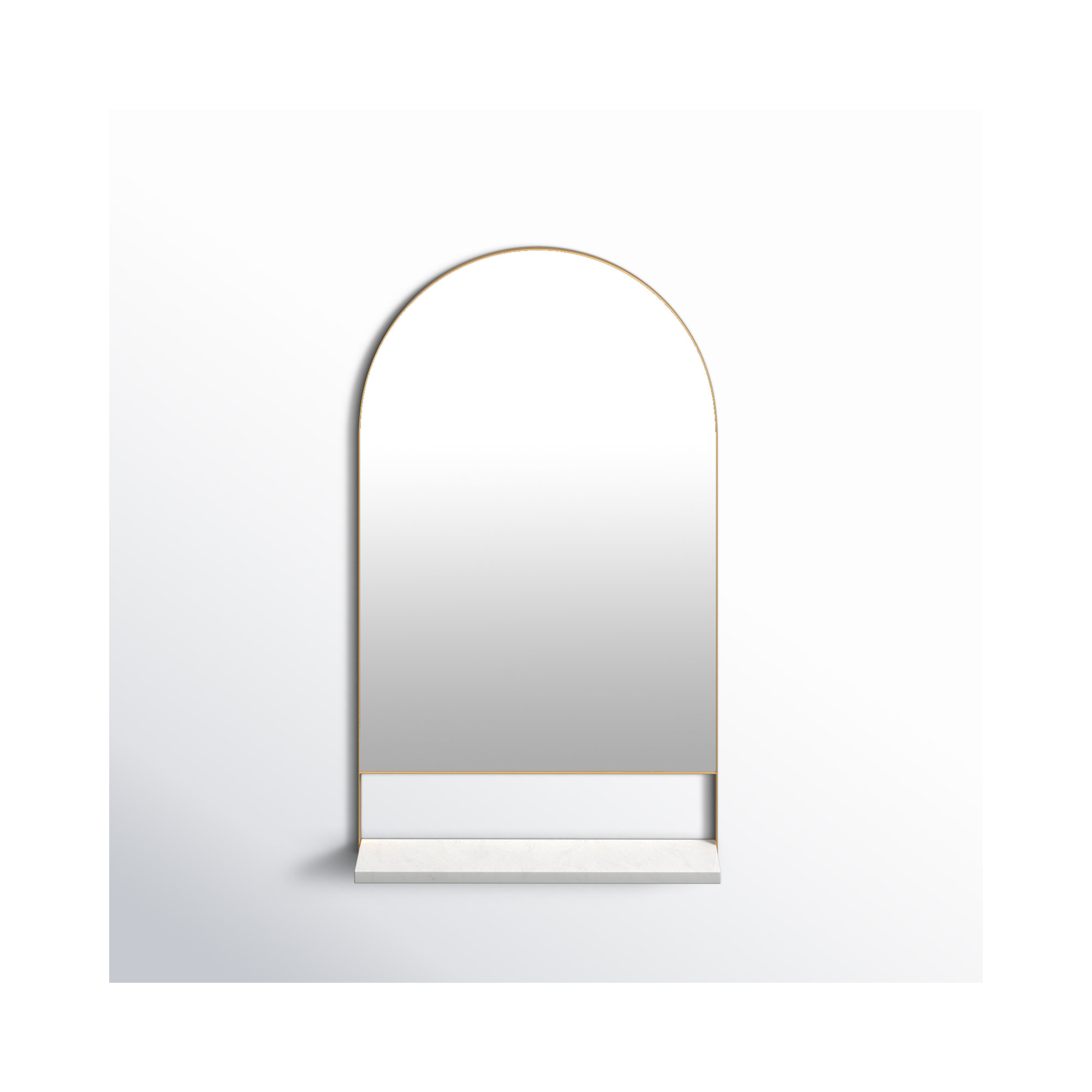 Cielo Arch Mirror with Shelves, 34" x 20", Gold/White