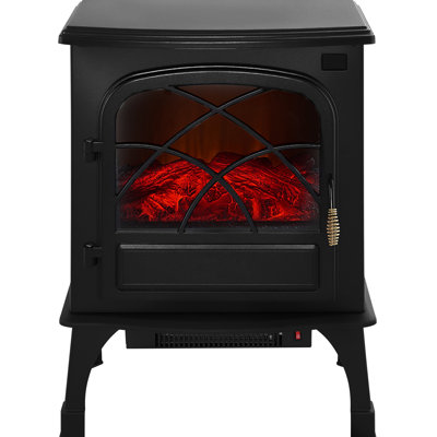 1500w 25.5 Inch Freestanding Electric Fireplace Heater, Remote - Operated Flames, Easy Installation In Living Room, Infrared Heating With 5120btu And Temperature Range 59 95, Realistic 3d Flames