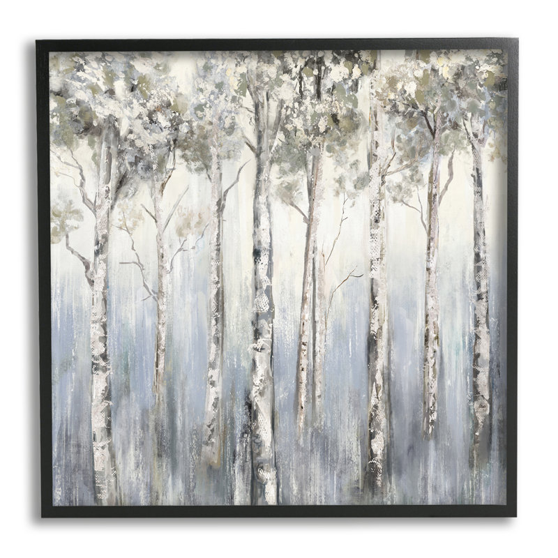 Écorce de forêt de bouleau blanc mystique - Peinture, Estampe numérique Farmhouse, H 17 po x l 17 po x P 1,5 po